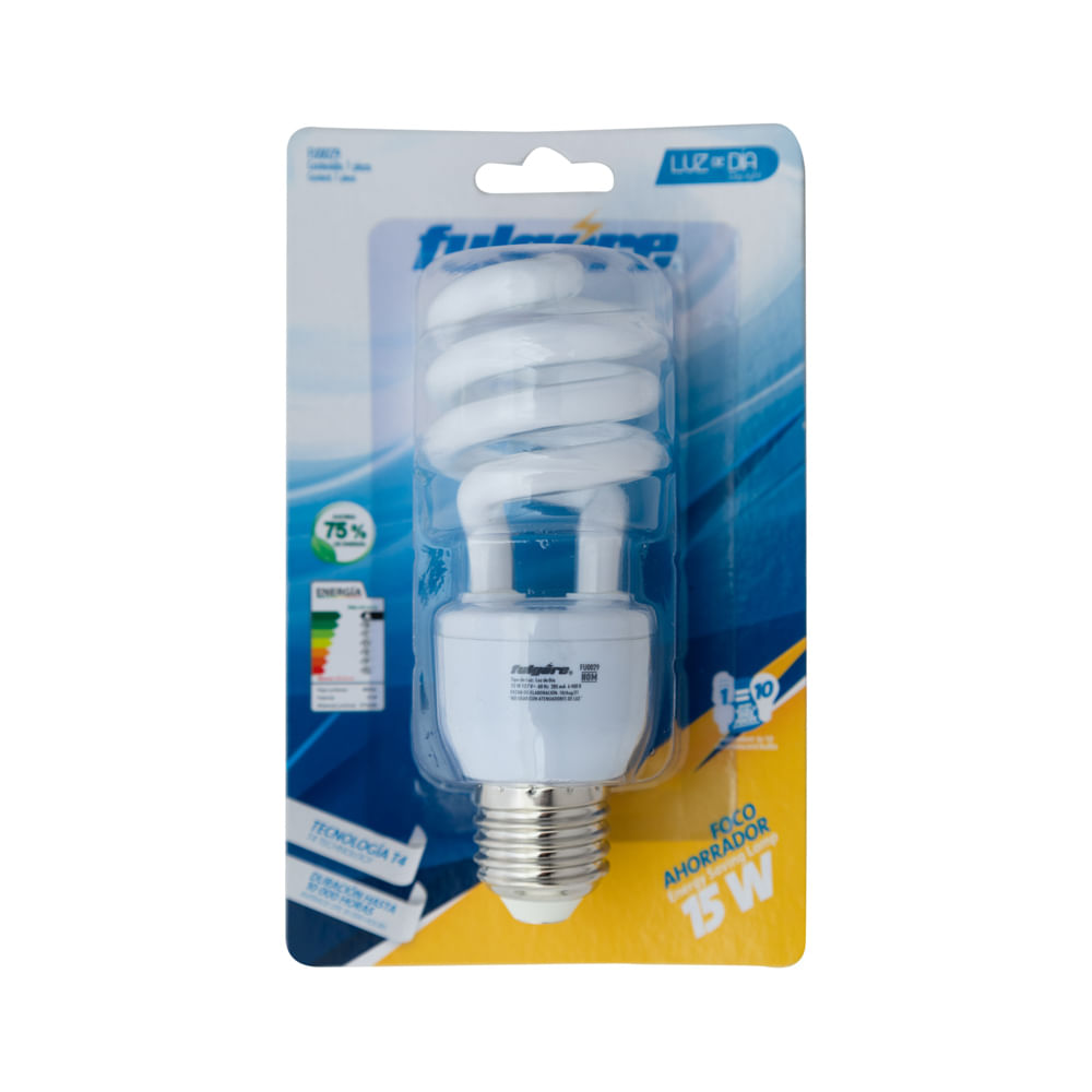 Foco Ahorrador 15W Espiral Luz Día Fulgore