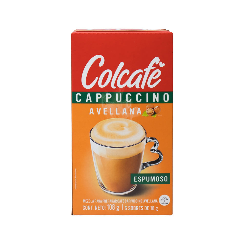 Café Instantáneo Cappuccino Avellana Colcafé 6 Sobres