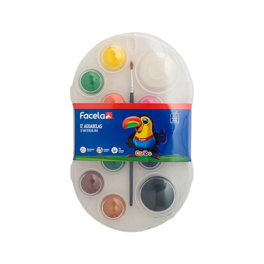 Acuarela Jumbo 12 Colores Facela