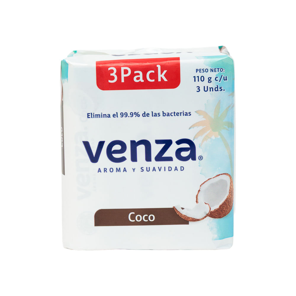 Jabón Pastilla Coco Venza 3 Pack