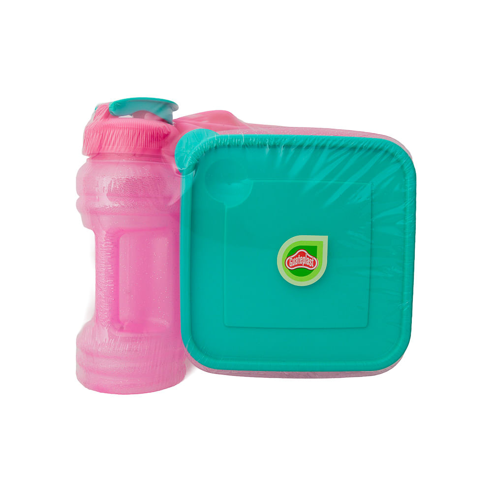 Set Pachón Hermético Y Cubiertos Rosa Guateplast