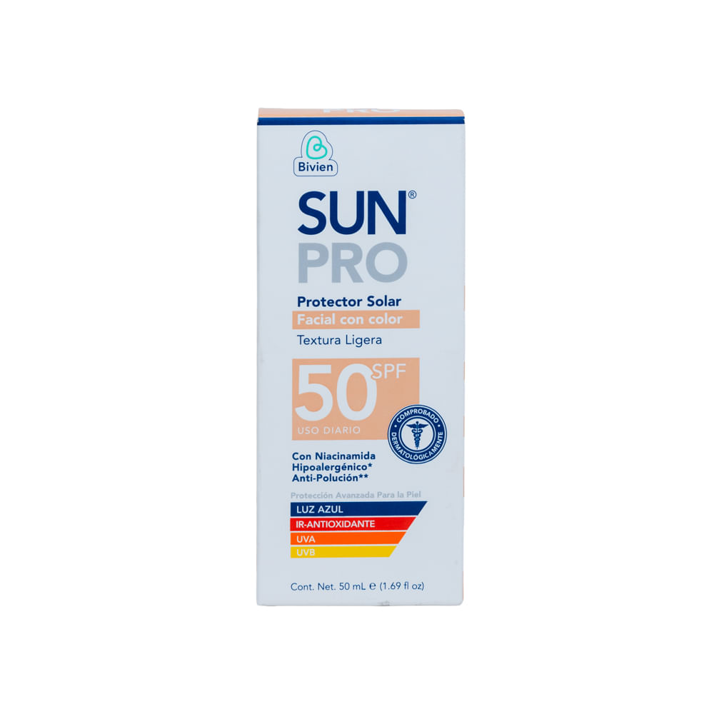 Protector Solar Facial Con Color 50 Spf Bivien