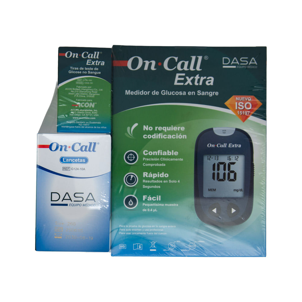 Glucómetro + Tiras + Lancetas On Call Extra
