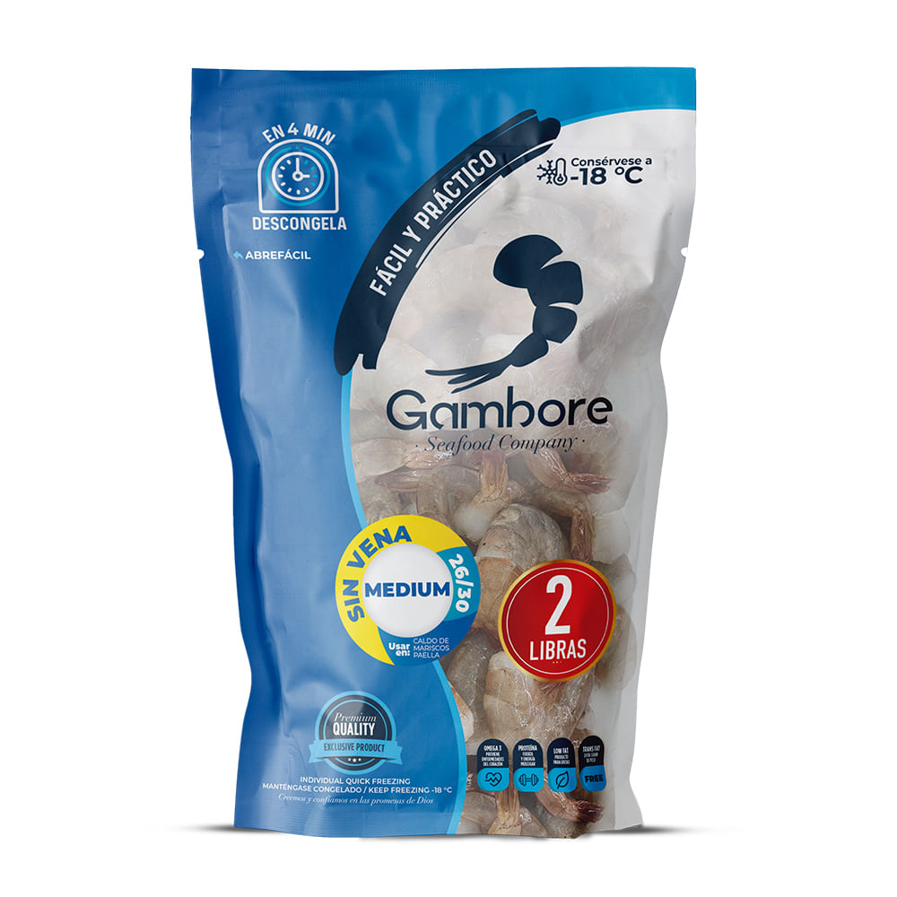 Camarón Crudo Pelado Mediano Gambore