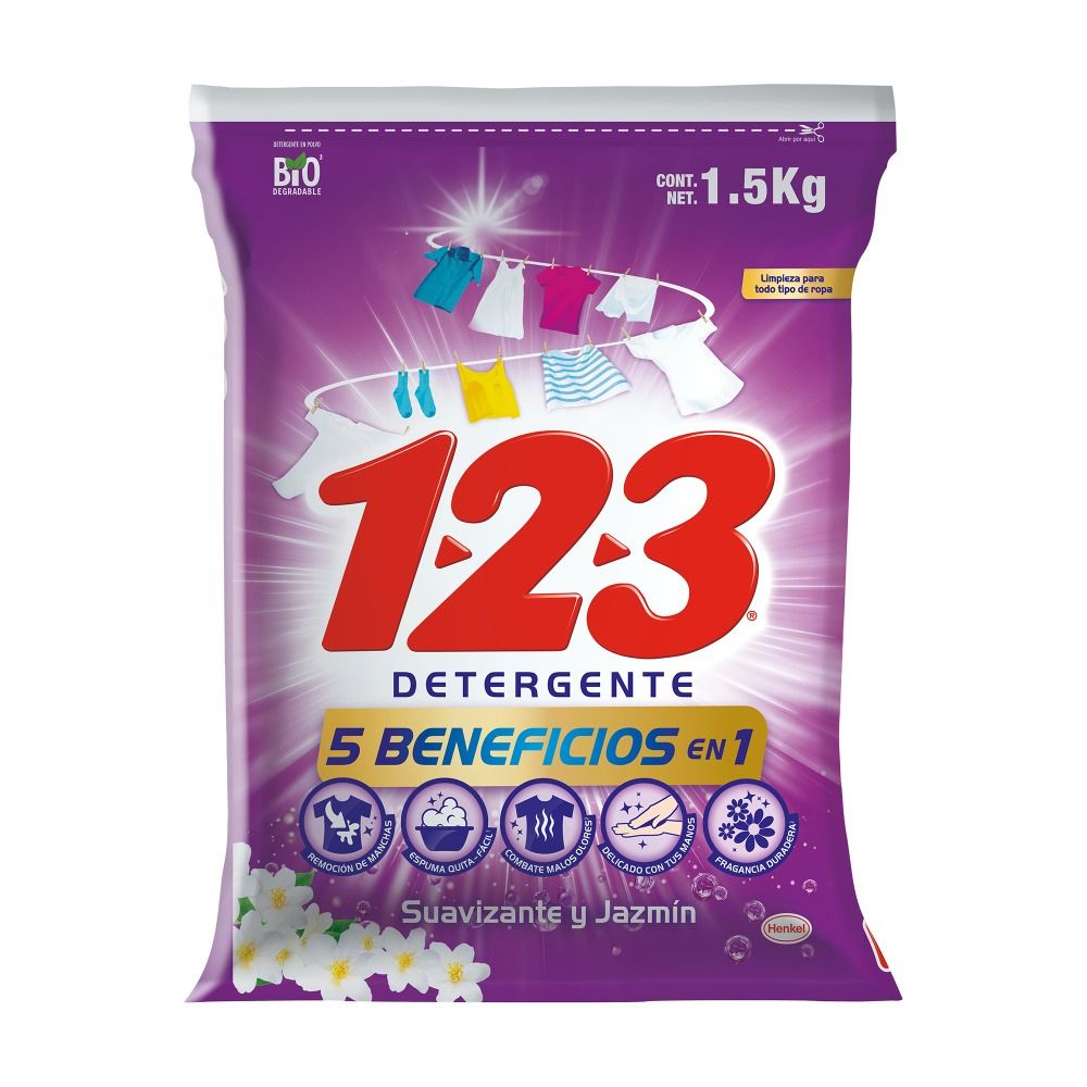 Detergente Polvo Suavizante Jazmín 1-2-3