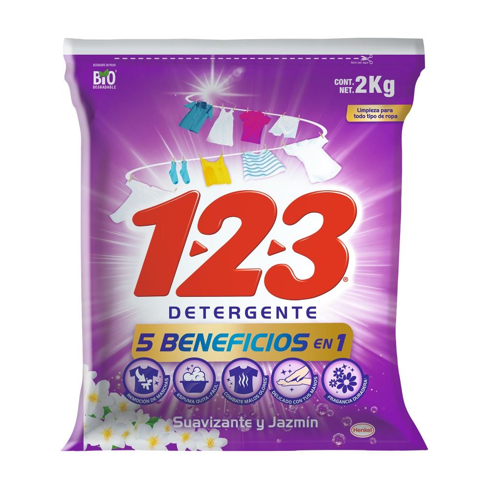 Detergente Polvo Suavizante Jazmín 1-2-3
