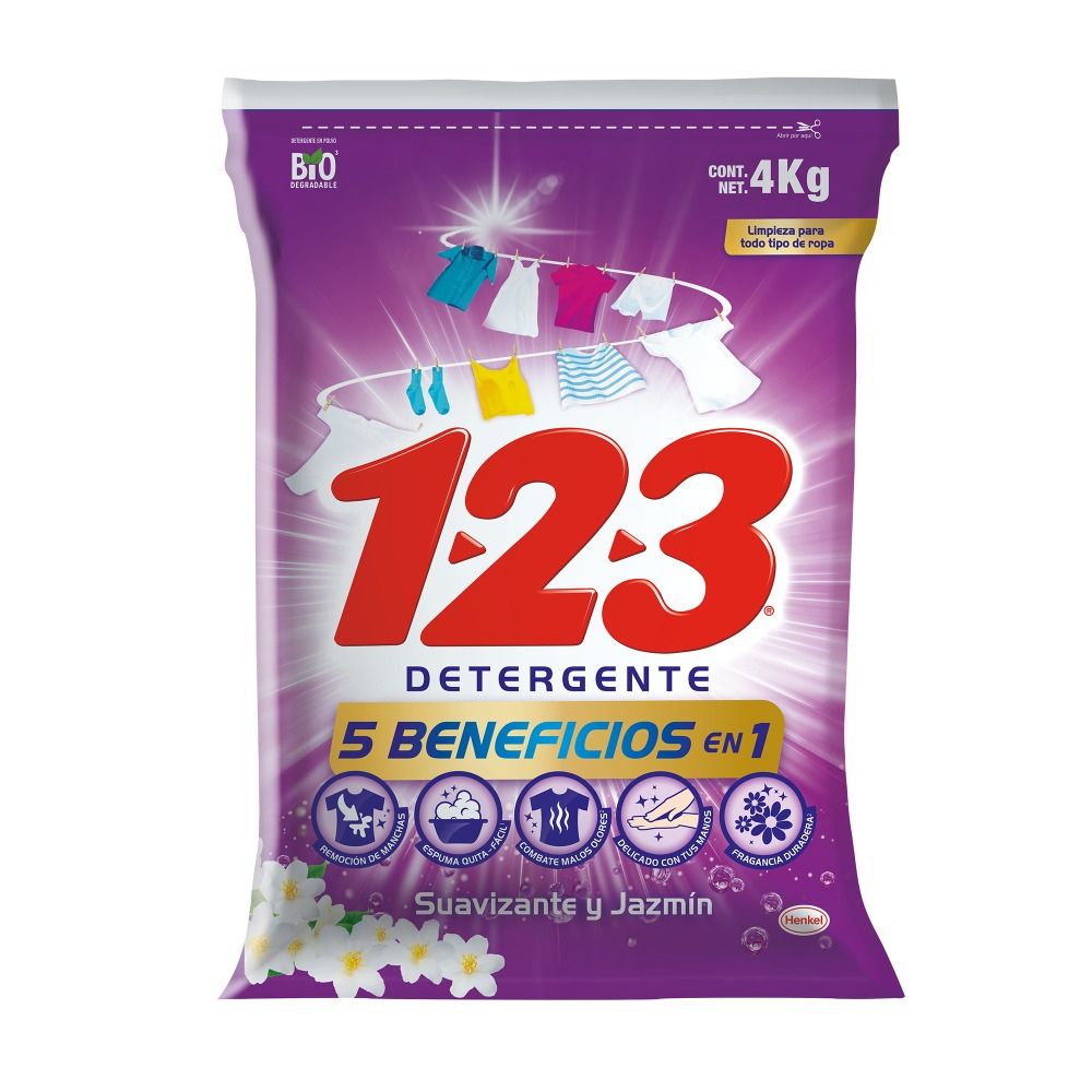 Detergente Polvo Suavizante Jazmin 1-2-3