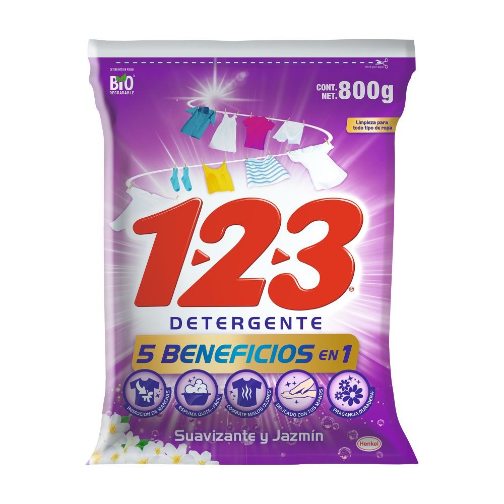 Detergente Polvo Suavizante Jazmín 1-2-3
