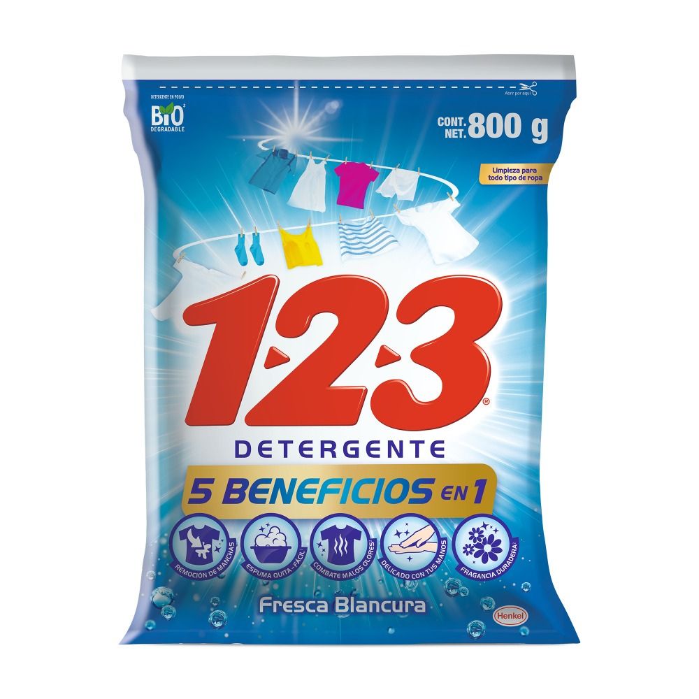 Detergente Polvo Poder Activo 1-2-3