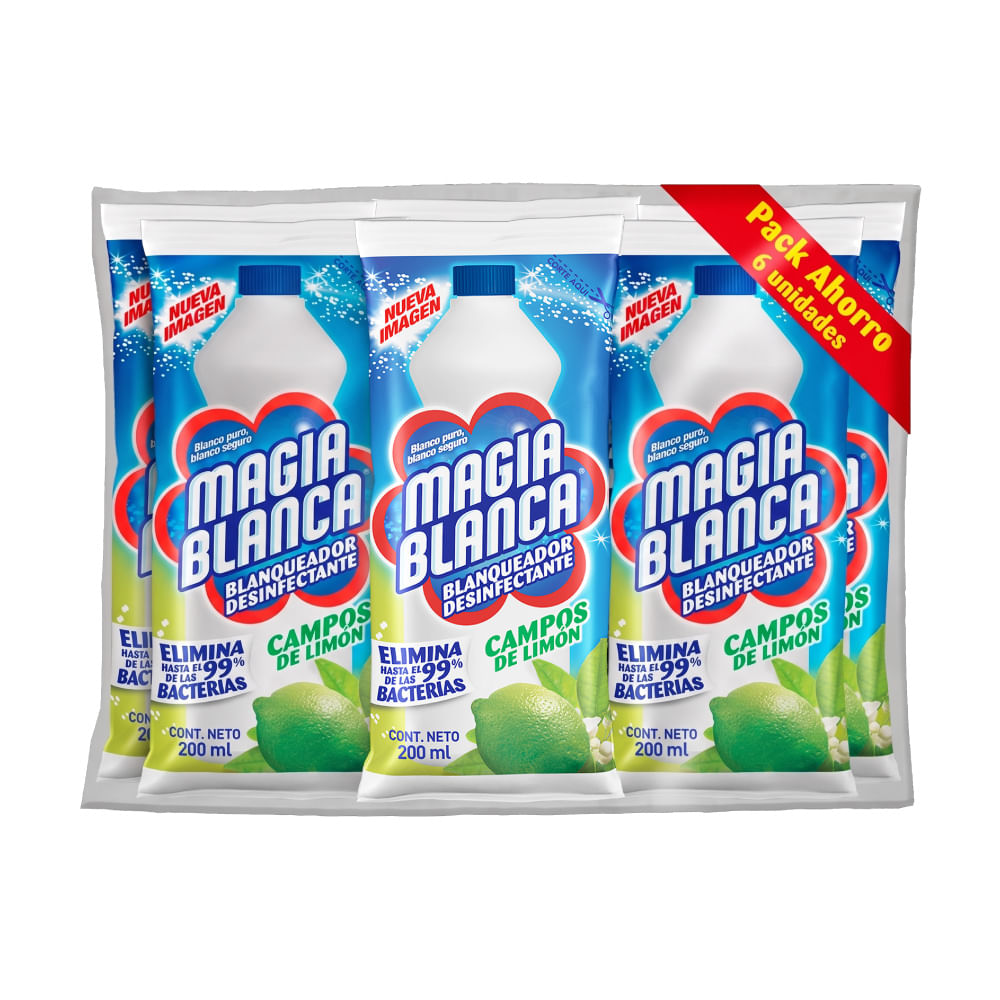 Cloro Blanqueador Campos De Limón Magia Blanca Sachet 6 Pack