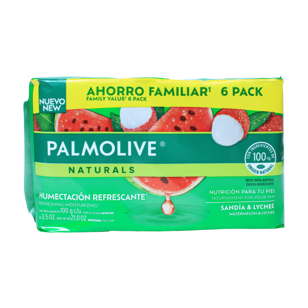 Jabón Pastilla Sandía Y Lychee Palmolive 6 Pack