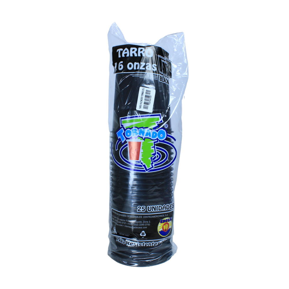 Vaso Desechable No.16 Negro Tornado