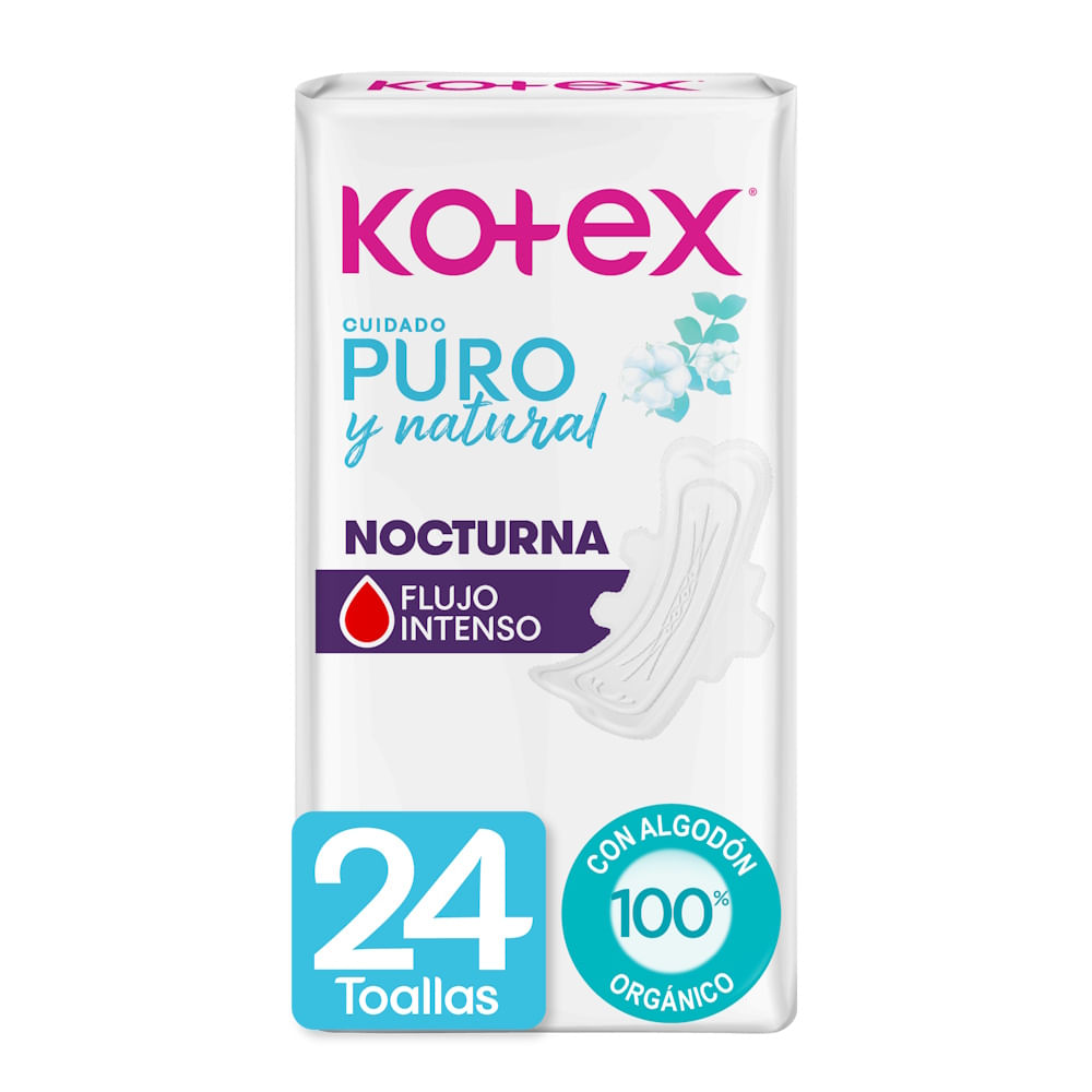 Toalla Femenina Puro Y Natural Nocturna Kotex