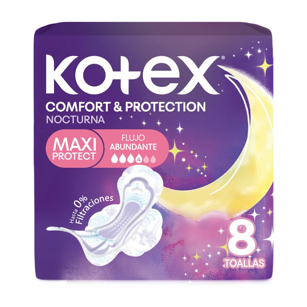 Toalla Femenina Nocturna Maxi Confort & Protección Kotex