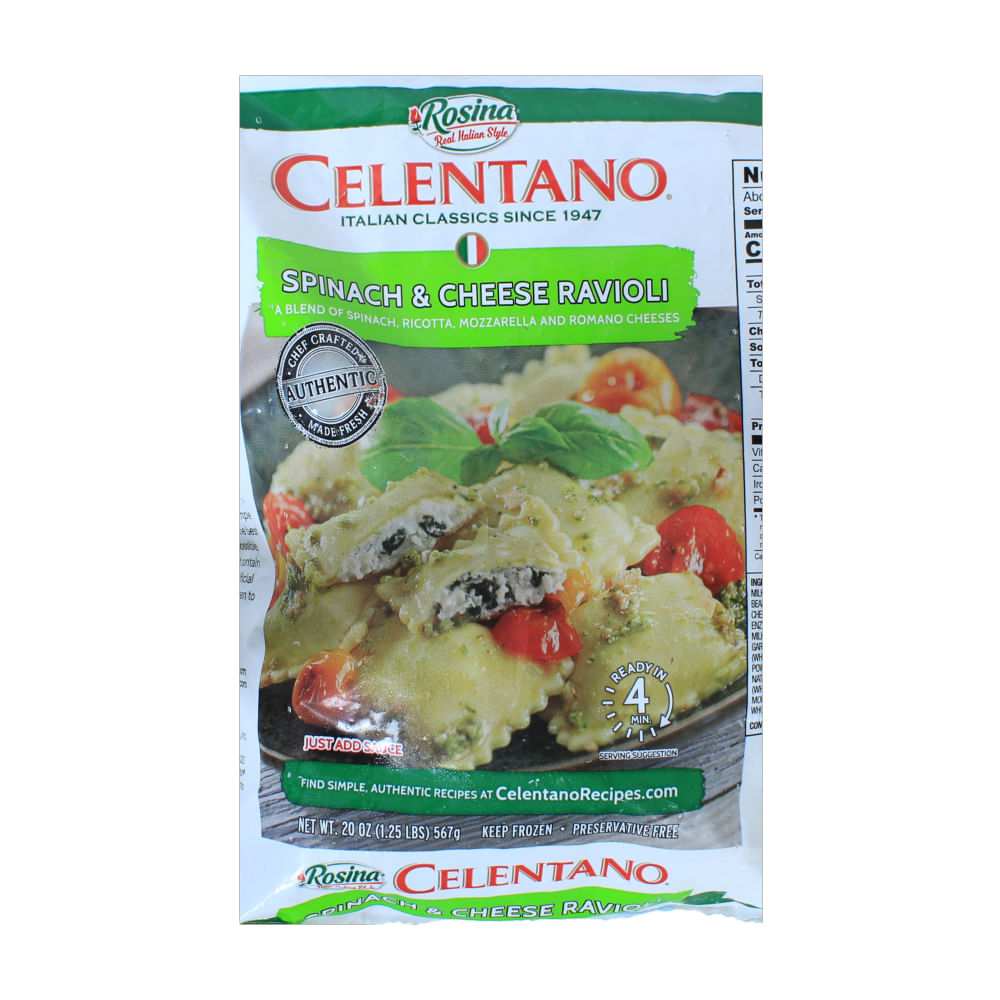 Pasta Ravioli Relleno Espinaca Queso Celentano Rosina