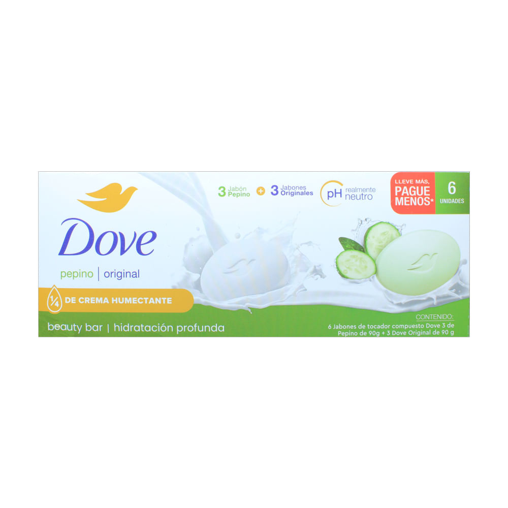 Jabón Pastilla Pepino/Original Dove 6 Pack