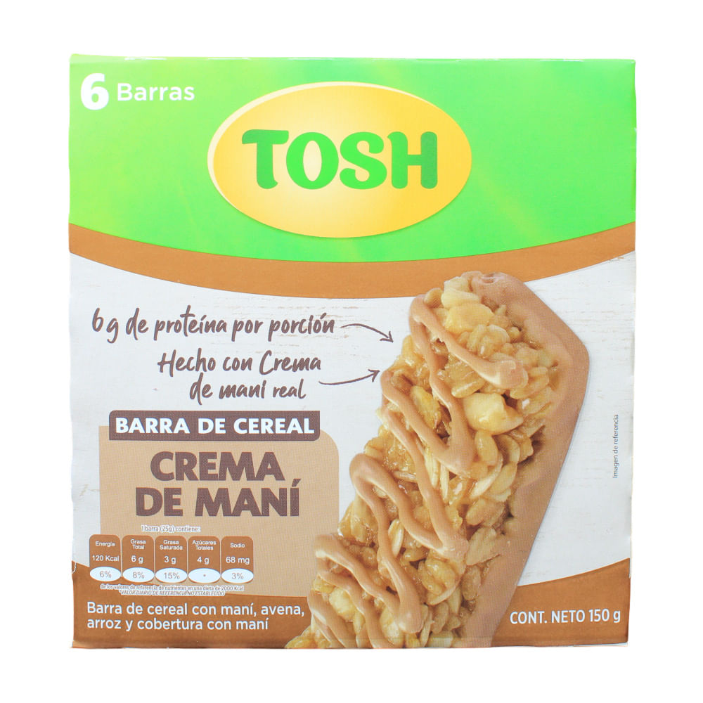 Barras Cereal Crema De Maní Tosh